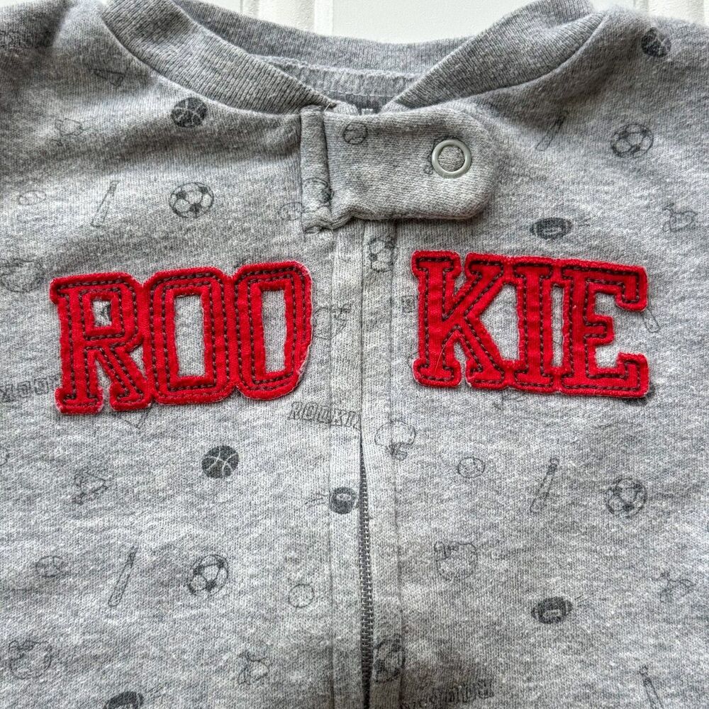 4/$10 - Child of Mine by Carter’s “Rookie” Cotton Zip Up Baby Footie | 6-9 Month - Picture 4 of 7